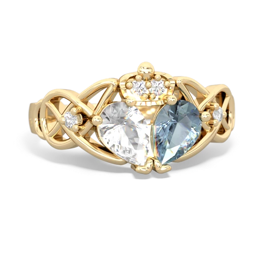 aquamarine-white topaz claddagh ring