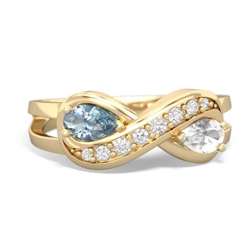 Aquamarine Genuine Aquamarine with Genuine White Topaz Diamond Infinity ring Ring