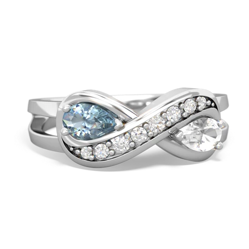 aquamarine-white topaz diamond infinity ring