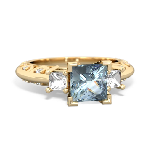 Aquamarine Genuine Aquamarine with Genuine White Topaz and  Art Deco ring Ring