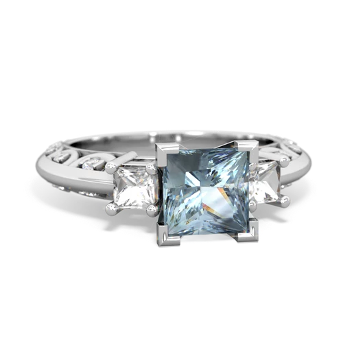 aquamarine-white topaz engagement ring