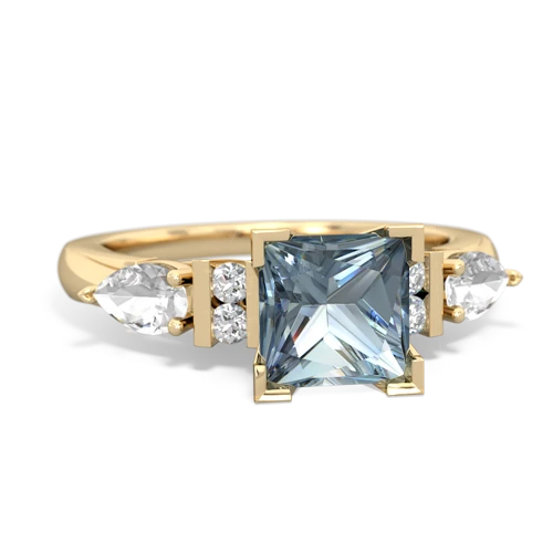Aquamarine Genuine Aquamarine with Genuine White Topaz and Genuine Opal Engagement ring Ring