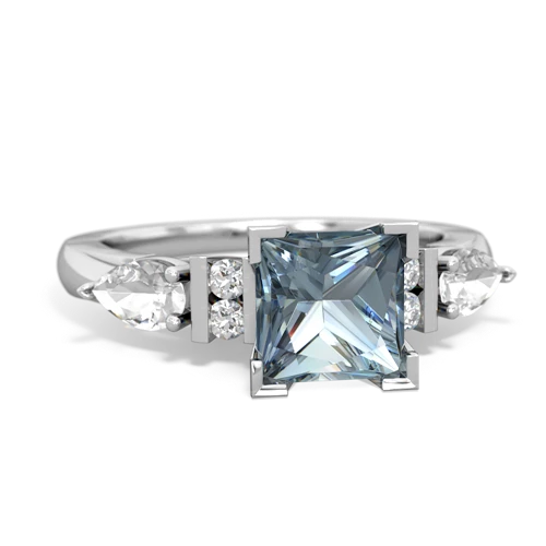 aquamarine-white topaz engagement ring