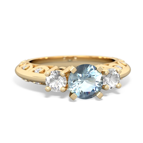 Aquamarine Genuine Aquamarine with Genuine White Topaz Art Deco ring Ring