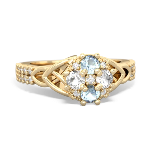 Aquamarine Genuine Aquamarine with Genuine White Topaz Celtic Knot Engagement ring Ring