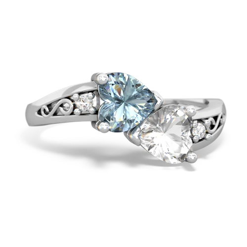 aquamarine-white topaz filligree ring