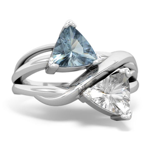 aquamarine-white topaz filligree ring