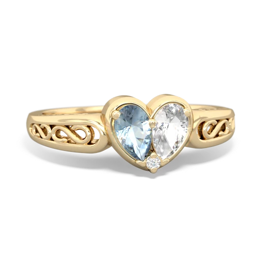 Aquamarine Genuine Aquamarine with Genuine White Topaz filligree Heart ring Ring