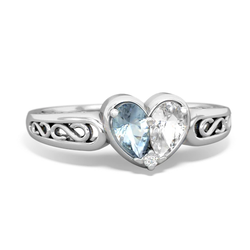 aquamarine-white topaz filligree ring