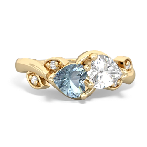 Aquamarine Genuine Aquamarine with Genuine White Topaz Floral Elegance ring Ring