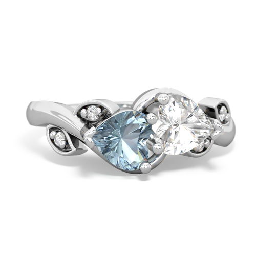 aquamarine-white topaz floral keepsake ring