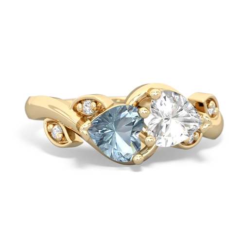 aquamarine-white topaz floral keepsake ring