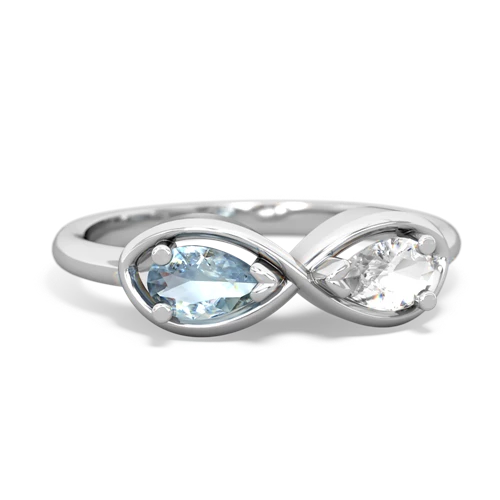 aquamarine-white topaz infinity ring