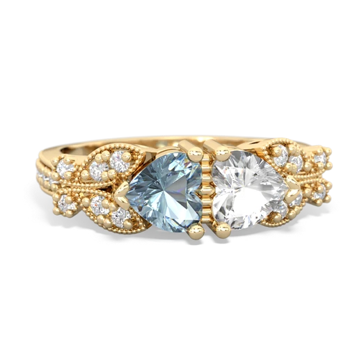 aquamarine-white topaz keepsake butterfly ring