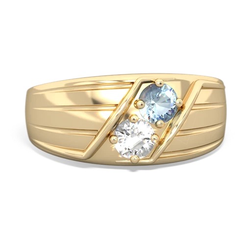 Aquamarine Genuine Aquamarine with Genuine White Topaz Art Deco Men's ring Ring