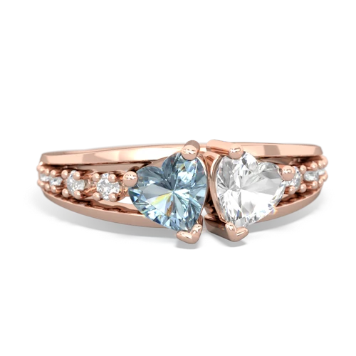 aquamarine-white topaz modern ring