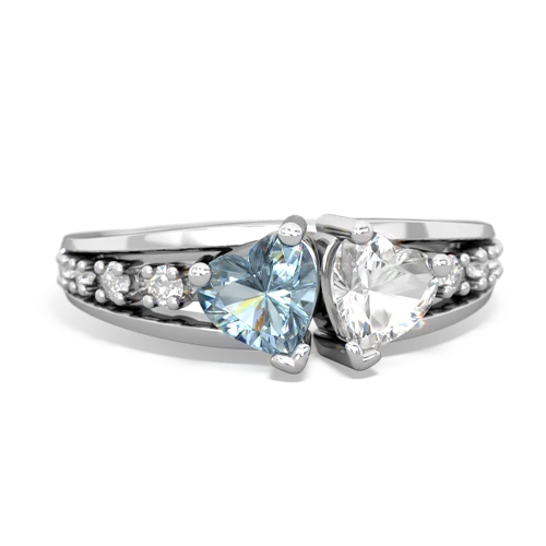 aquamarine-white topaz modern ring