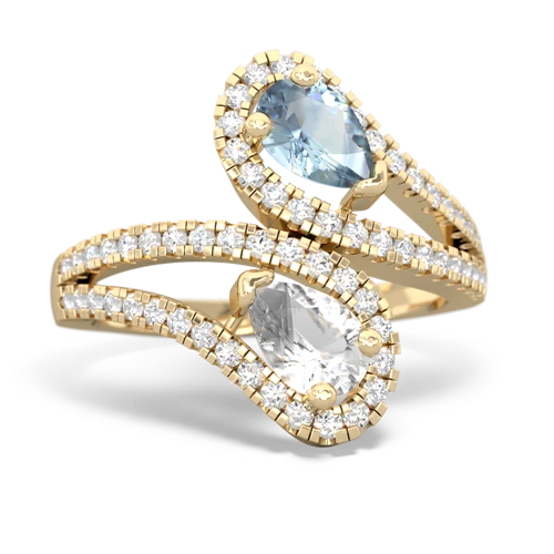 Aquamarine Genuine Aquamarine with Genuine White Topaz Diamond Dazzler ring Ring