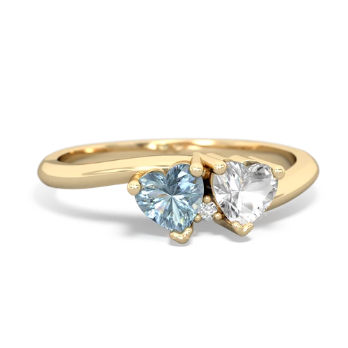 Aquamarine Genuine Aquamarine with Genuine White Topaz Sweetheart's Promise ring Ring