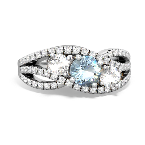 aquamarine-white topaz three stone pave ring