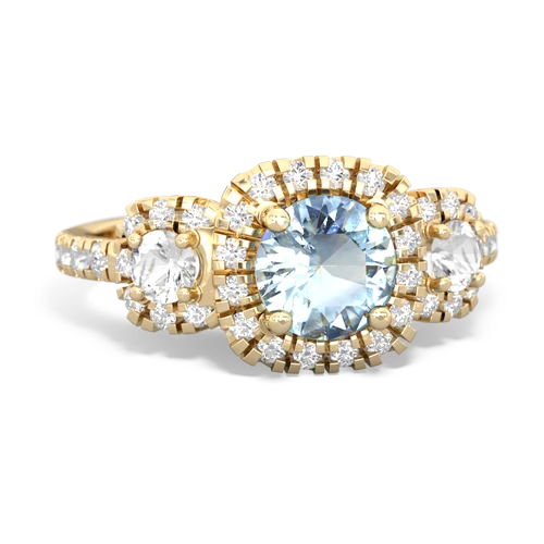 aquamarine-white topaz three stone regal ring