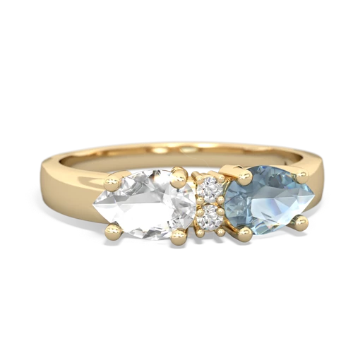Aquamarine Genuine Aquamarine with Genuine White Topaz Pear Bowtie ring Ring