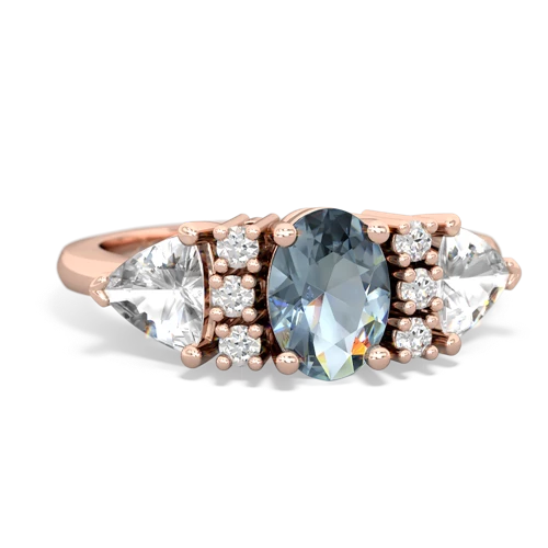 Aquamarine Genuine Aquamarine with Genuine White Topaz and Genuine Pink Tourmaline Antique Style Three Stone ring Ring