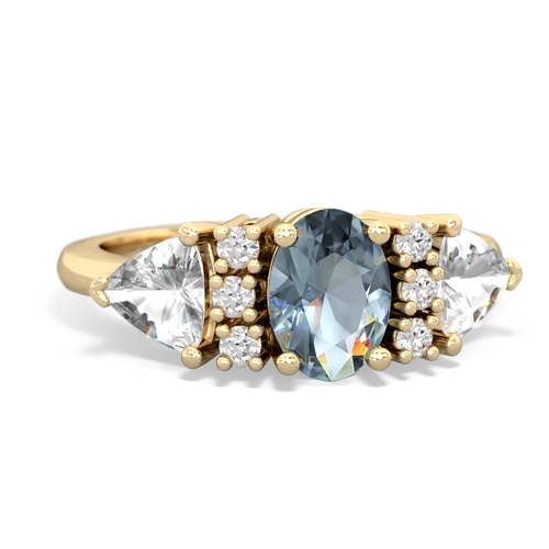 Aquamarine Genuine Aquamarine with Genuine White Topaz and  Antique Style Three Stone ring Ring