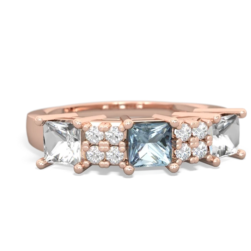 Aquamarine Genuine Aquamarine with Genuine White Topaz and Lab Created Pink Sapphire Three Stone ring Ring