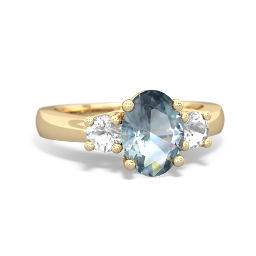 Aquamarine Genuine Aquamarine with Genuine White Topaz Three Stone Trellis ring Ring