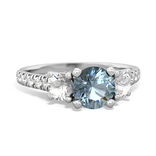 aquamarine-white topaz trellis pave ring