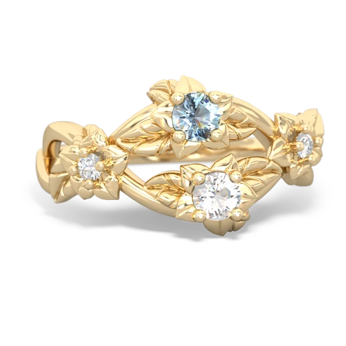 Aquamarine Genuine Aquamarine with Genuine White Topaz Sparkling Bouquet ring Ring