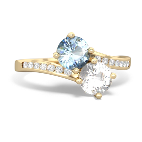 Aquamarine Genuine Aquamarine with Genuine White Topaz Keepsake Two Stone ring Ring