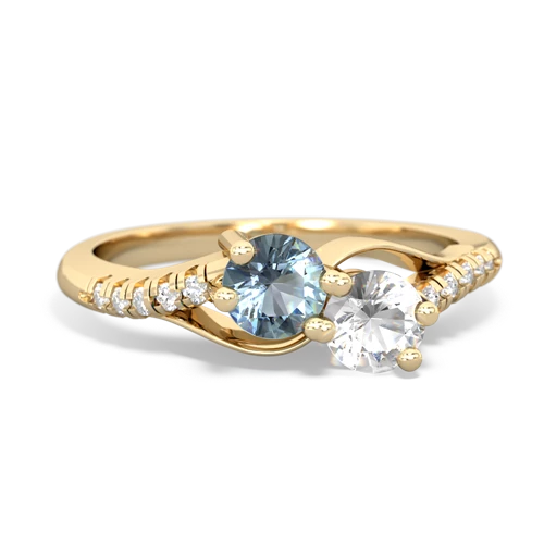 Aquamarine Genuine Aquamarine with Genuine White Topaz Two Stone Infinity ring Ring