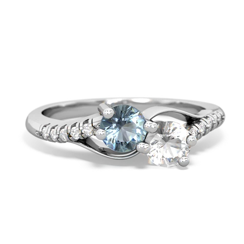 aquamarine-white topaz two stone infinity ring