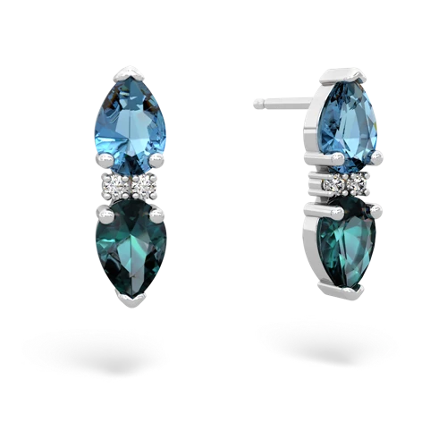 blue topaz-alexandrite bowtie earrings
