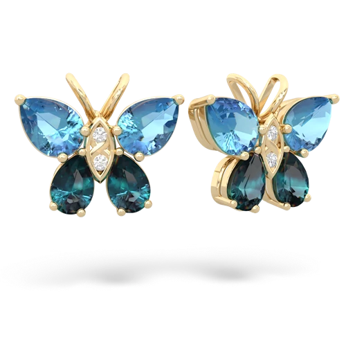 blue topaz-alexandrite butterfly earrings