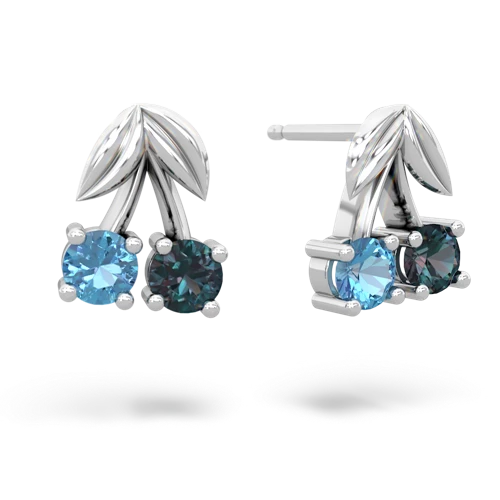 blue topaz-alexandrite cherries earrings