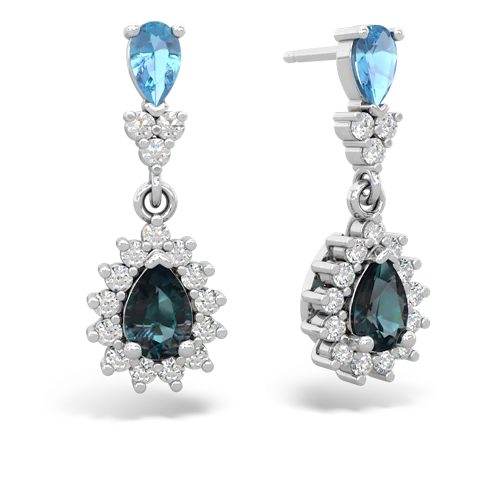 blue topaz-alexandrite dangle earrings