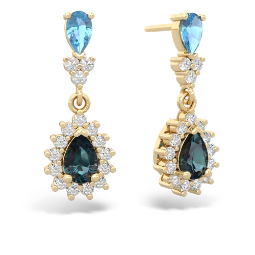 blue topaz-alexandrite dangle earrings