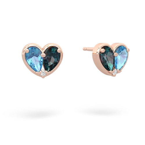 blue topaz-alexandrite one heart earrings