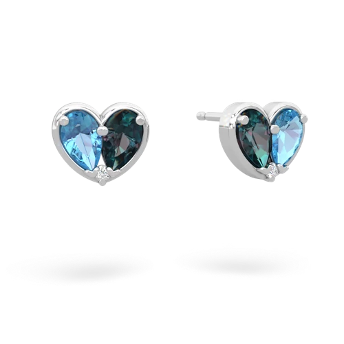 blue topaz-alexandrite one heart earrings