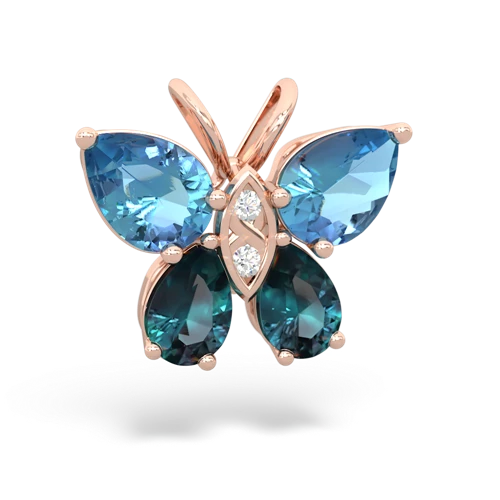 blue topaz-alexandrite butterfly pendant