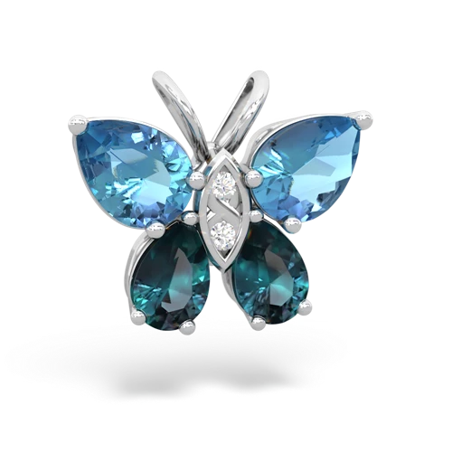 blue topaz-alexandrite butterfly pendant