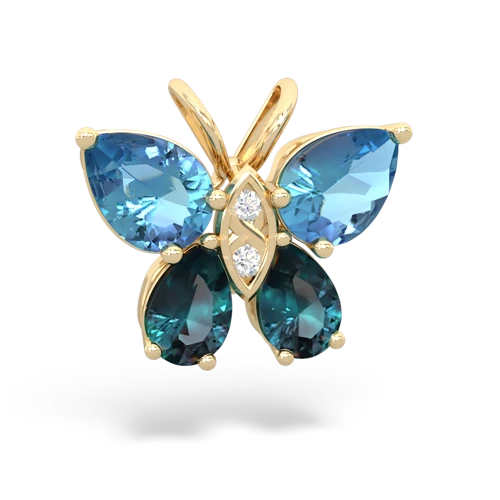 blue topaz-alexandrite butterfly pendant