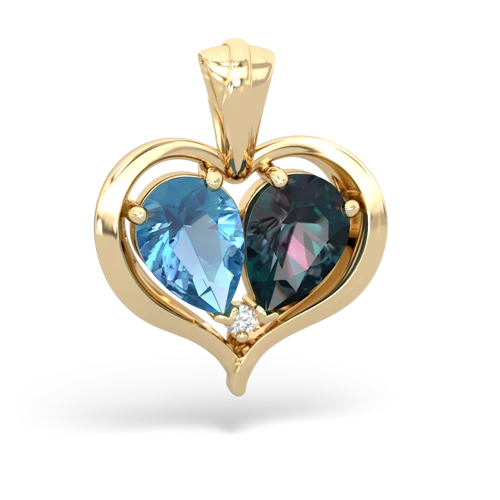 blue topaz-alexandrite half heart whole pendant