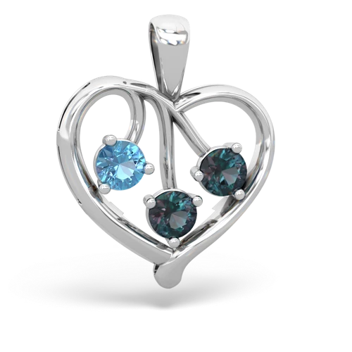 blue topaz-alexandrite love heart pendant