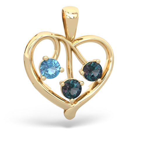blue topaz-alexandrite love heart pendant