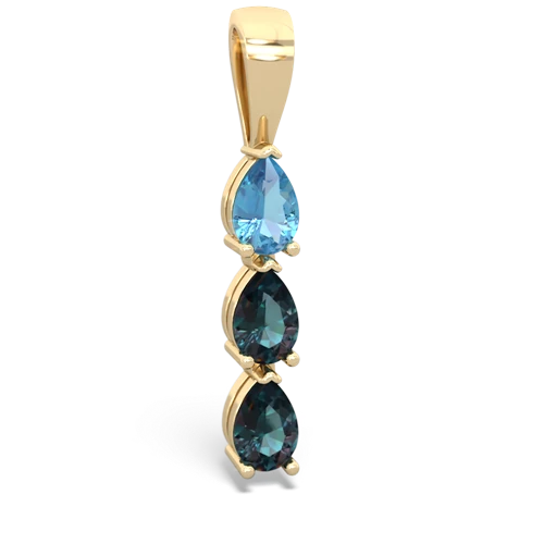 Blue Topaz Genuine Swiss Blue Topaz with Lab Created Alexandrite and Genuine Fire Opal Three Stone pendant Pendant