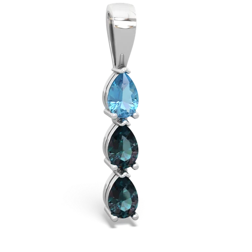 blue topaz-alexandrite three stone pendant